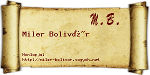 Miler Bolivár névjegykártya
